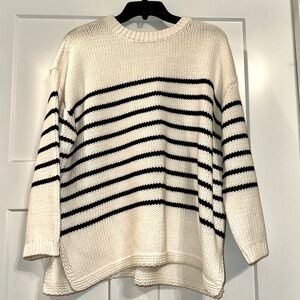 Loft Outlet Ivory w/ Navy Blue Stripes sweater Large NWT